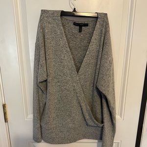 Cross Over V Neck Grey Sweater by WHBM